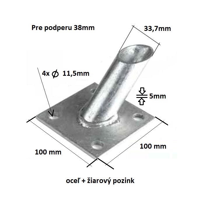 Pätka podpery pozinkovaná 38mm