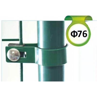 Zelená Metal príchytka bránky/brány s guľatým stĺpikom 76 mm