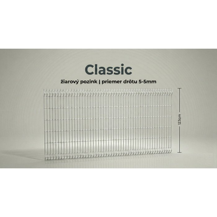 123cm Pozinkovaný Panel Classic 3D 