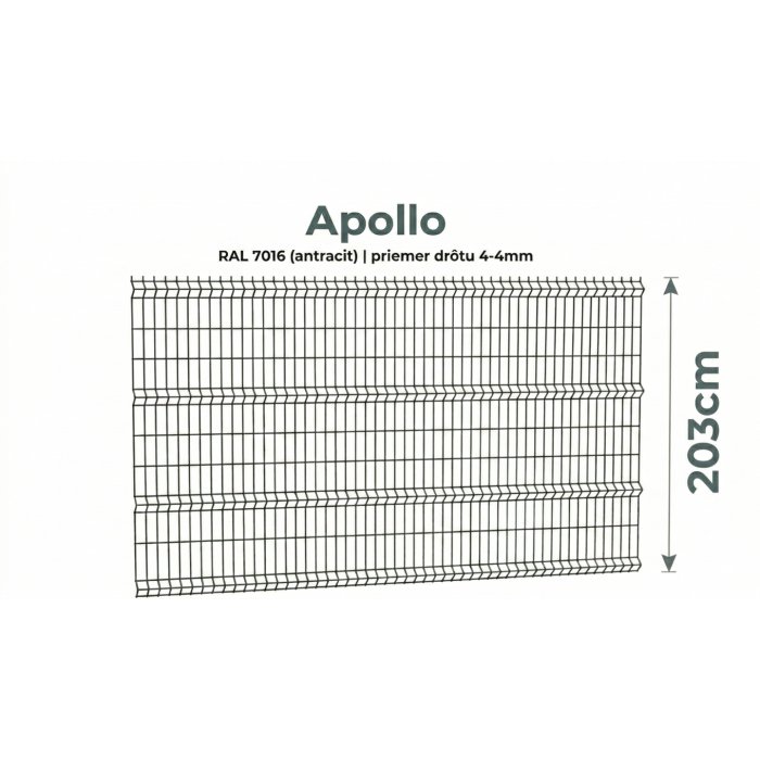 203cm Antracit Panel APOLLO 3D
