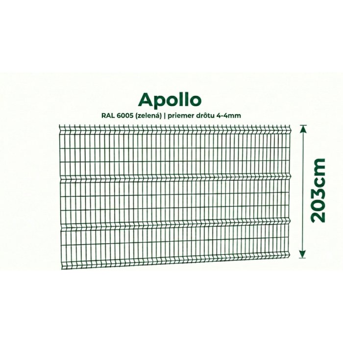 203cm Zelený Panel APOLLO 3D