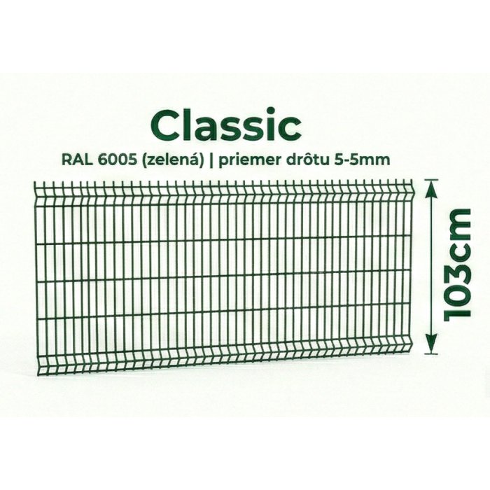 103cm Zelený Panel Classic 3D 