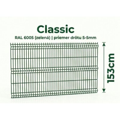 153cm Zelený Panel Classic 3d