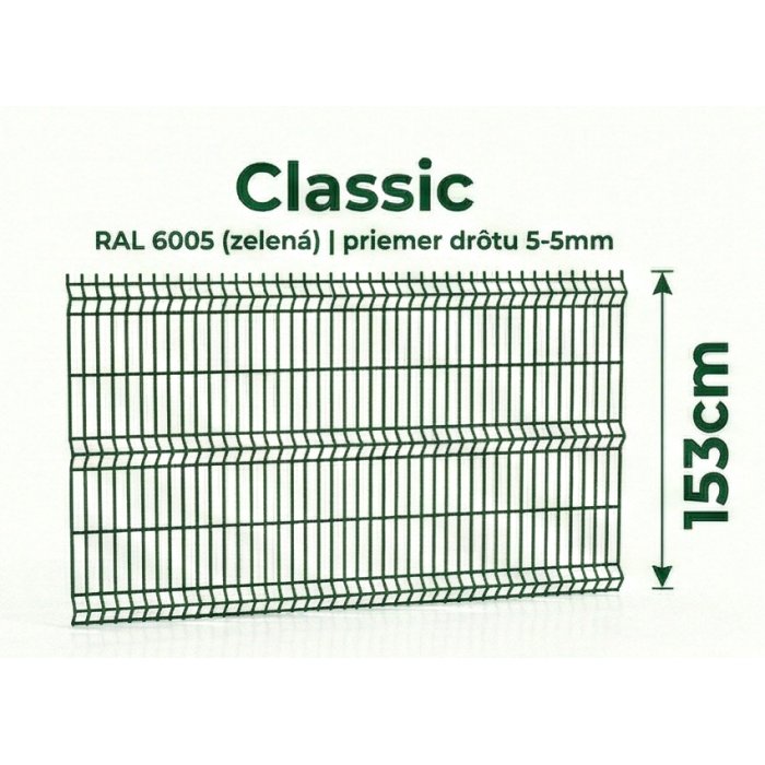 153cm Zelený Panel Classic 3d