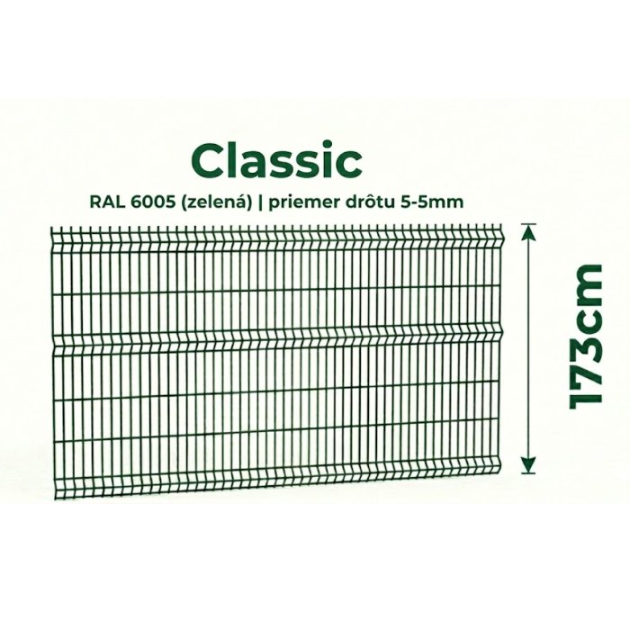 173cm Zelený Panel Classic 3d