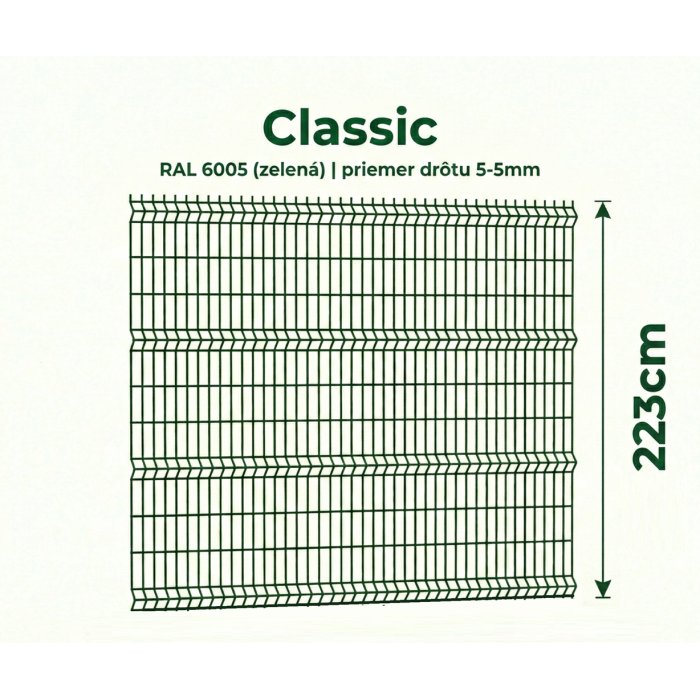 223cm Zelený Panel Classic 3D