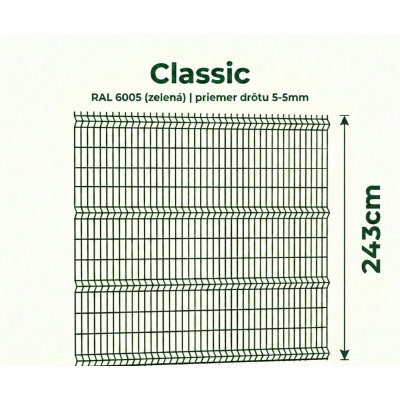 243cm Zelený Panel Classic 3D 