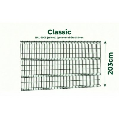 203cm Zelený Panel Classic 3d