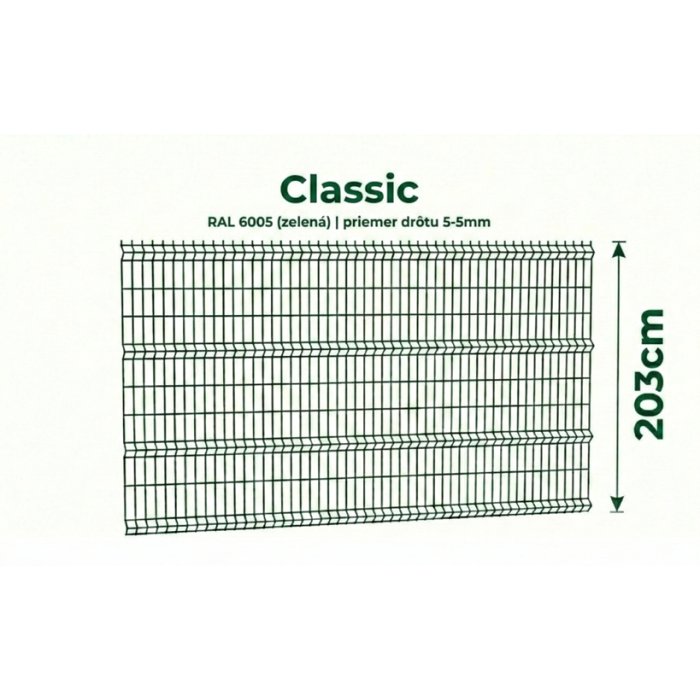 203cm Zelený Panel Classic 3d