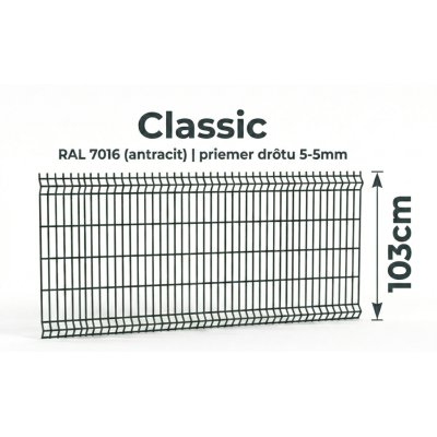 103cm Antracit Panel Classic 3D 