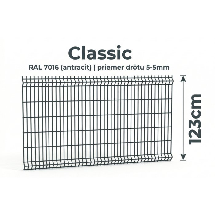 123cm Antracit Panel Classic 3D 