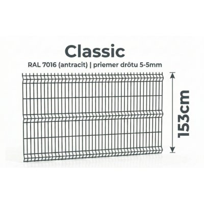 153cm Antracit Panel Classic 3D 