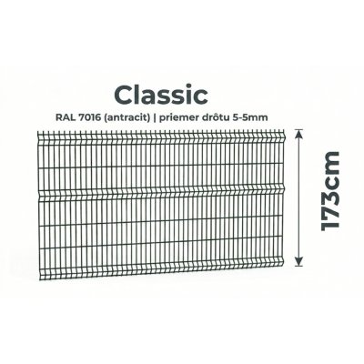 173cm antracit Panel Classic 3D