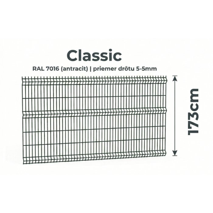 173cm antracit Panel Classic 3D