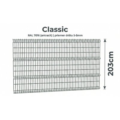 203cm Antracit Panel Classic 3D 