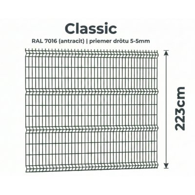 223cm Antracit Panel Classic 3D