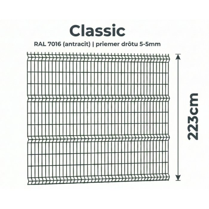 223cm Antracit Panel Classic 3D