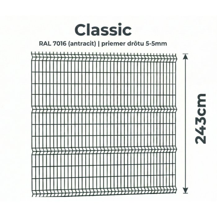 243cm antracit Panel Classic 3D