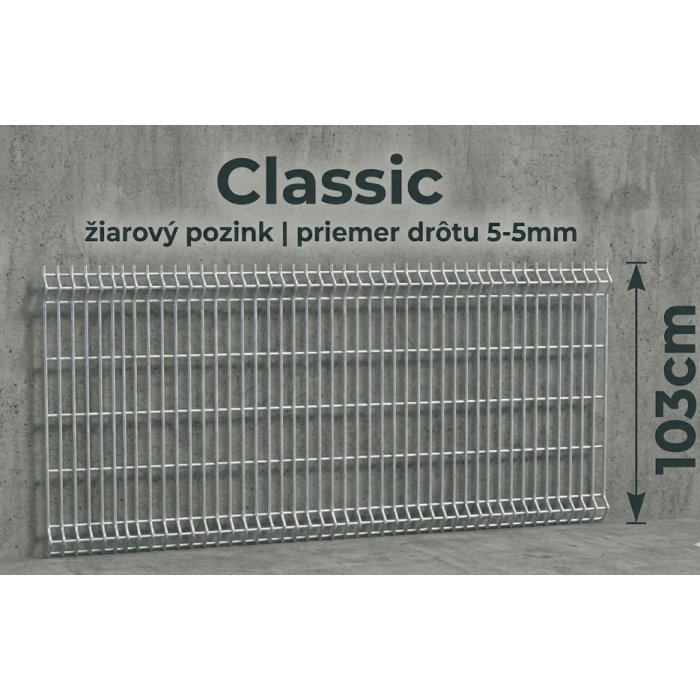 103cm Pozinkovaný Panel Classic 3D 