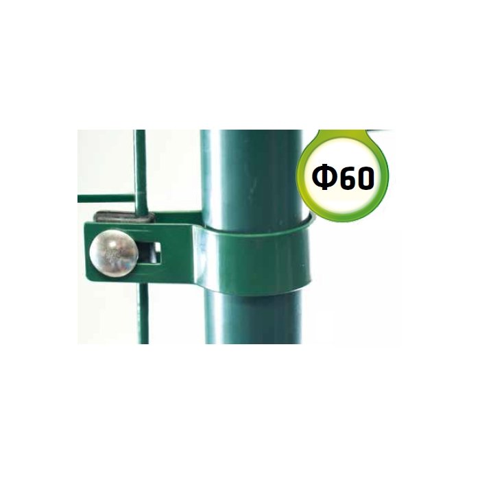 Zelená Metal príchytka brány, bránky s guľatým stĺpikom 60mm
