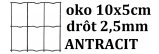 Antracit Poplastované pletivo obdĺžnikové oko10x5cm drôt 2,5mm